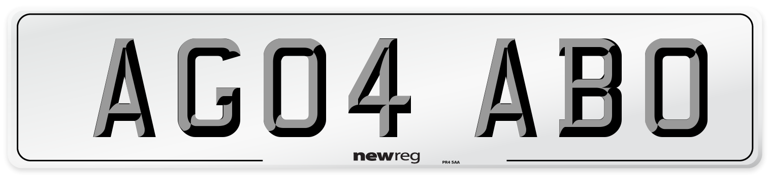 AG04 ABO Number Plate from New Reg